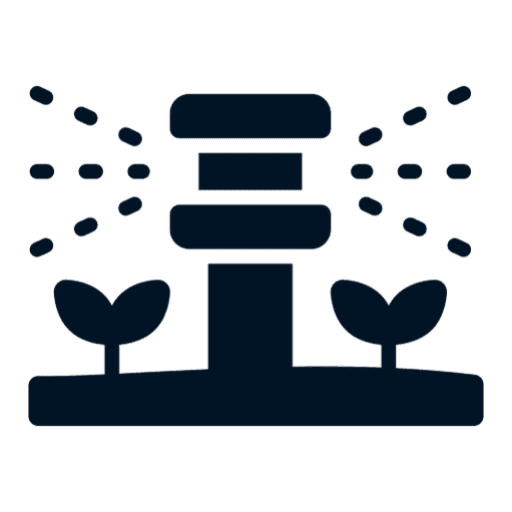 Water sprinkler icon with droplets